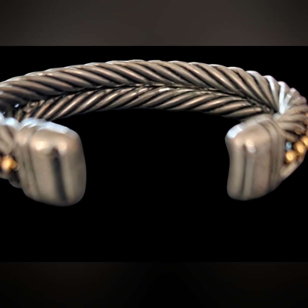 π£ Vintage Set Cable Cut Bold Silver/Gold Tone Cuff 1 Necklace & Bracelets x3 π - Picture 9 of 13